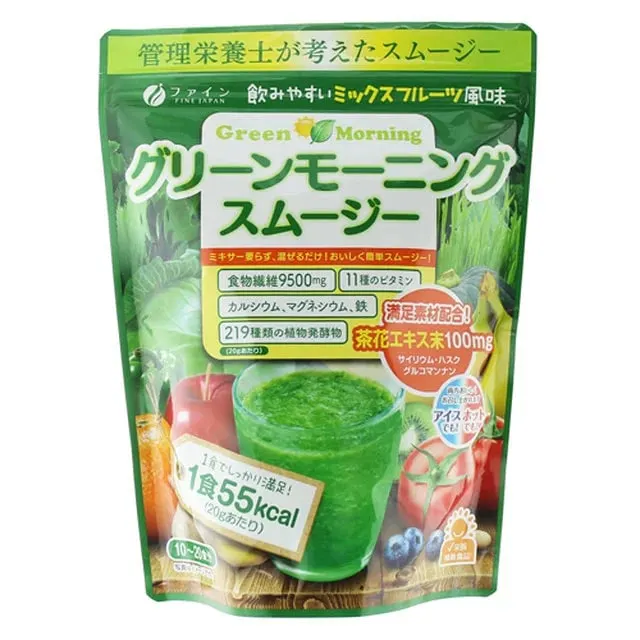 Зеленый утренний смузи для диеты (вкус микс-фрукт) - FINE JAPAN Green Morning Smoothie for Diet, 200g
