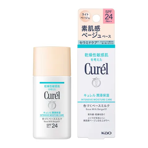 Curél тонирующее UV-молочко Intensive Moisture Care Tinted Base Milk, бежевый 01 светлый, 30 мл