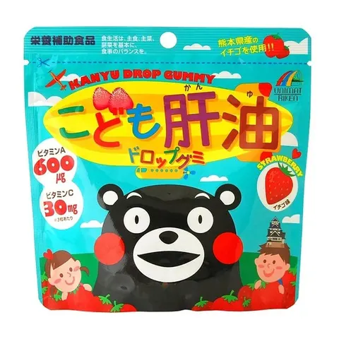 Витамины и рыбий жир для детей с клубничным вкусом, UNIMAT RIKEN Children's Cod Liver Oil Drop Gummy (Strawberry Flavor), 90 шт