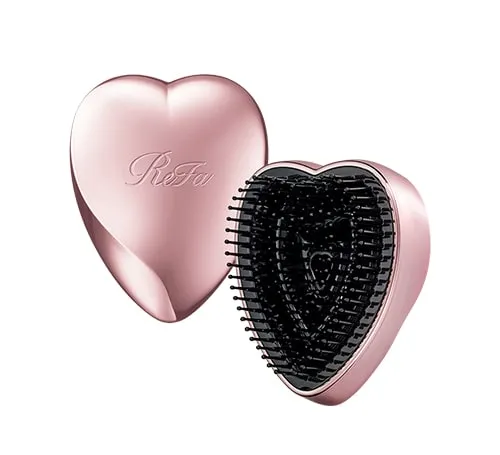 ReFa Heart Brush mini, мини-щётка для волос с крышкой, розовое золото