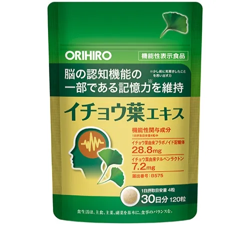 Экстракт Гинкго Билоба, Orihiro Functional Food Ginkgo Leaf Extract, 120шт