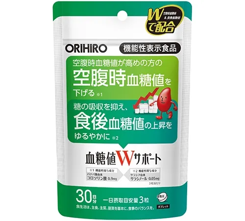 Средство для поддержания уровня сахара в крови, Orihiro Functional Food Blood Sugar Levels W Support, 90шт