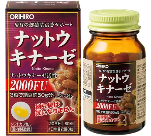 Наттокиназа, Orihiro Nattokinase Capsules, 60шт
