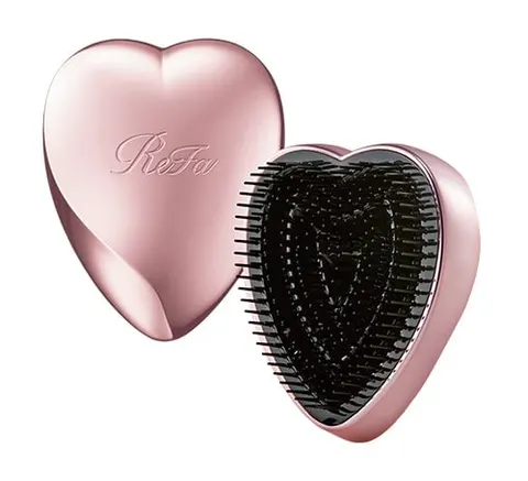 ReFa Heart Brush, компактная щётка для волос с крышкой, розовое золото