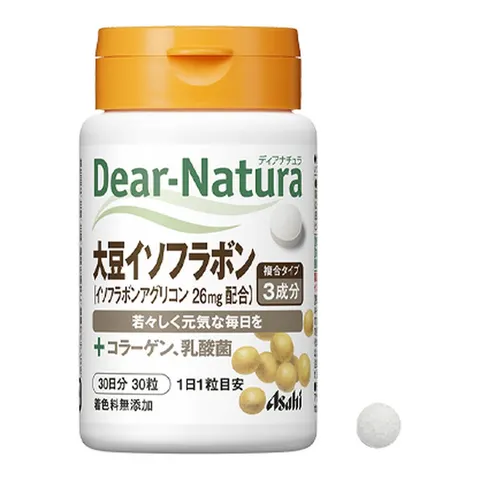 Dear-Natura Soy Isoflavone: soy isoflavones with collagen and lactic acid bacteria for youthful daily life, 30 tablets (30 days)