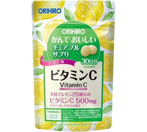 Жевательный витамин С, вкус лимона, Orihiro Chewable Supplement Vitamin C, 120шт