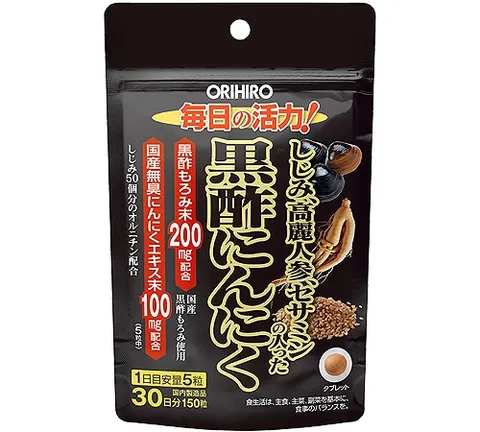 Orihiro Black Vinegar Garlic with Shijimi, Ginseng and Sesamin 150 capsules