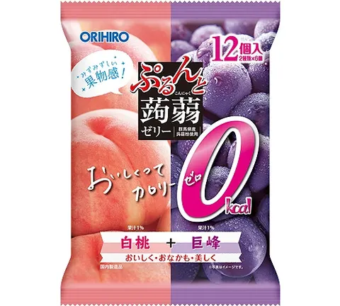 Orihiro Purunto Konjac Jelly Pouch Zero Calorie White Peach + Kyoho Grape