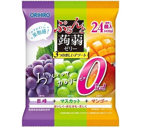 Orihiro Purunto Konjac Jelly Pouch Large Bag Zero Calories Kyoho + Muscat + Mango