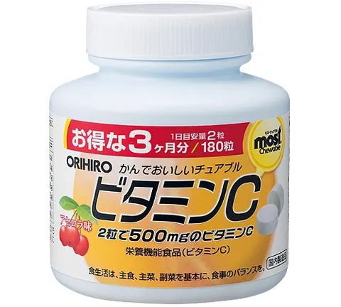 Витамин С со вкусом вишни, жевательные таблетки, Orihiro MOST Chewable Vitamin C, 180шт